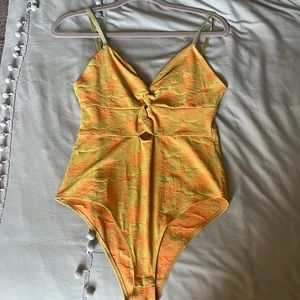 orange and green floral Zara bodysuit